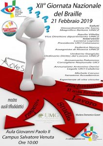 Locandina Simposio Giornata Nazionale del Braille UICI Calabria Catanzaro