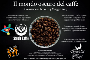 Locandina dell'evento "Il mondo oscuro del caffè" - colazione al buio